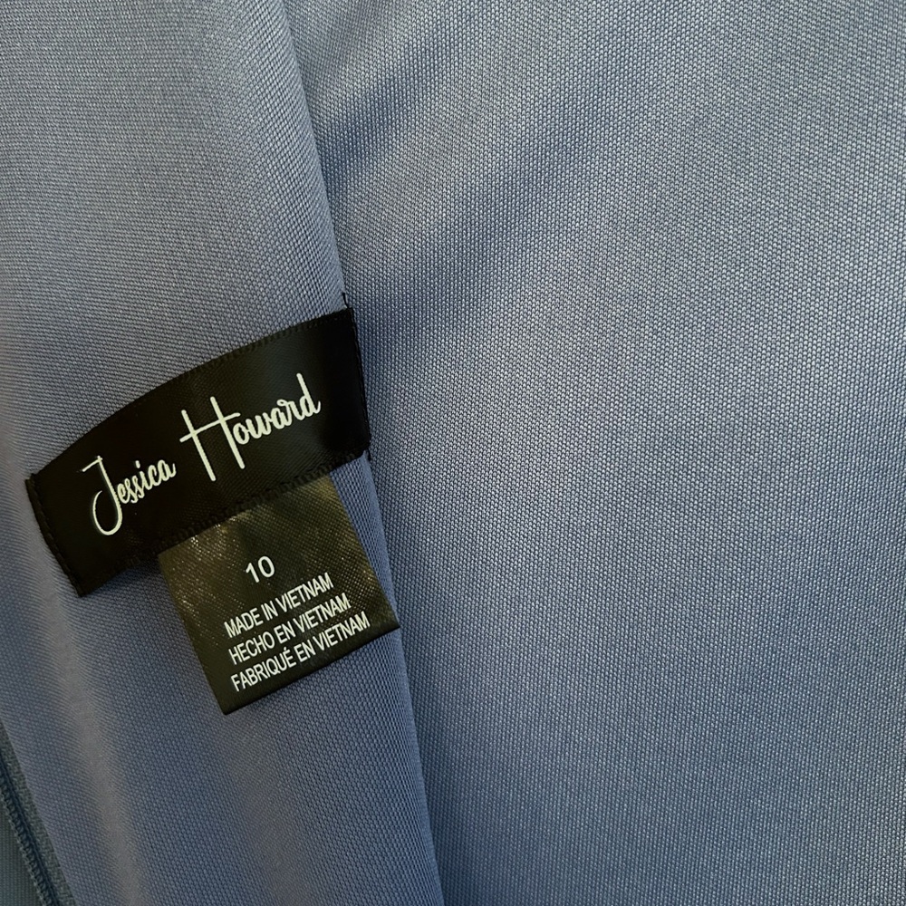 JESSICA HOWARD Blue Cap Sleeve Gown with Bow/Sparkle Embellishment NWT - Picture 8 of 13